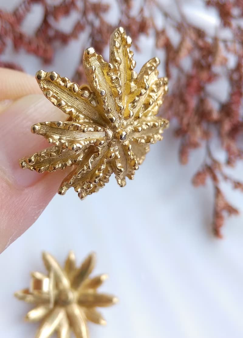 Vintage Jewelry 西洋古董飾品 AVON Star Flower 系列 夾式耳環