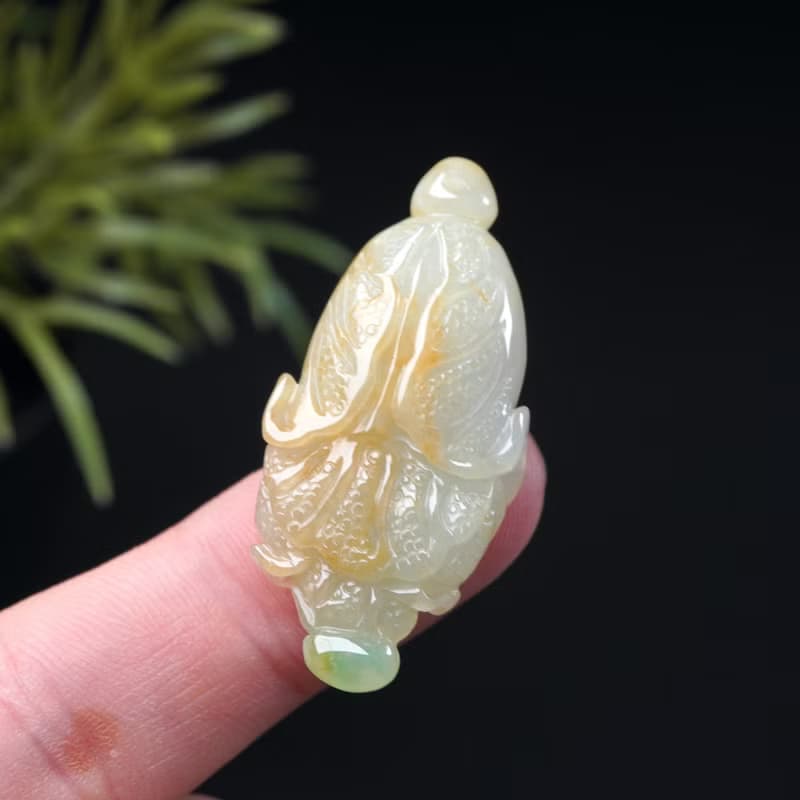【廣納百財】冰種三彩翡翠白菜項鍊 | 天然緬甸玉A貨翡翠 | 送禮