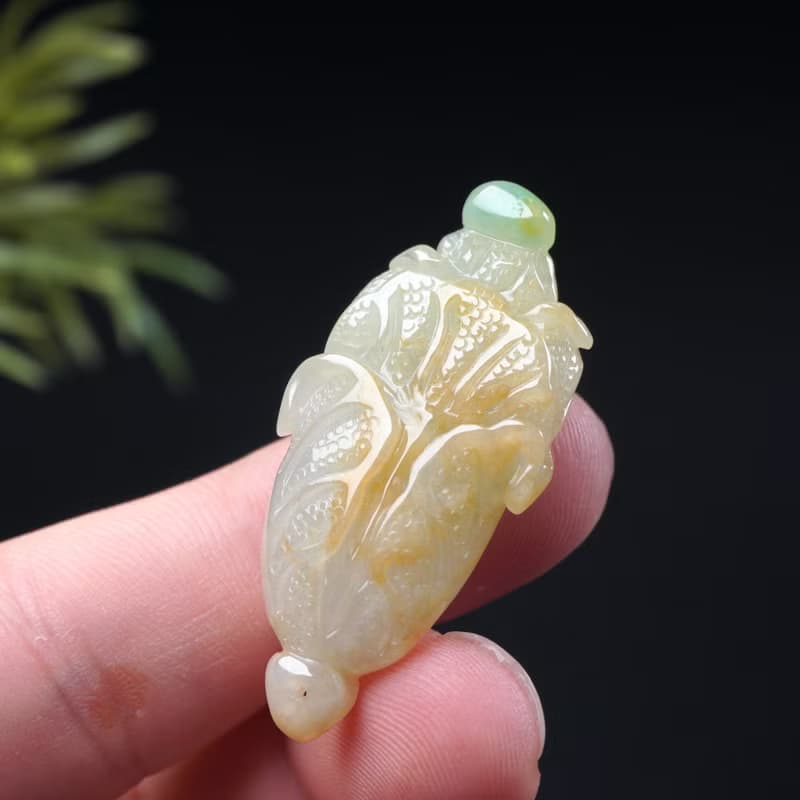 【廣納百財】冰種三彩翡翠白菜項鍊 | 天然緬甸玉A貨翡翠 | 送禮