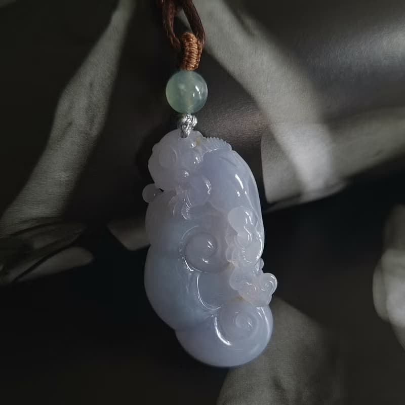 天然緬甸紫翡翠吊墜 | 蜥蜴如意 | A貨翡翠玉器