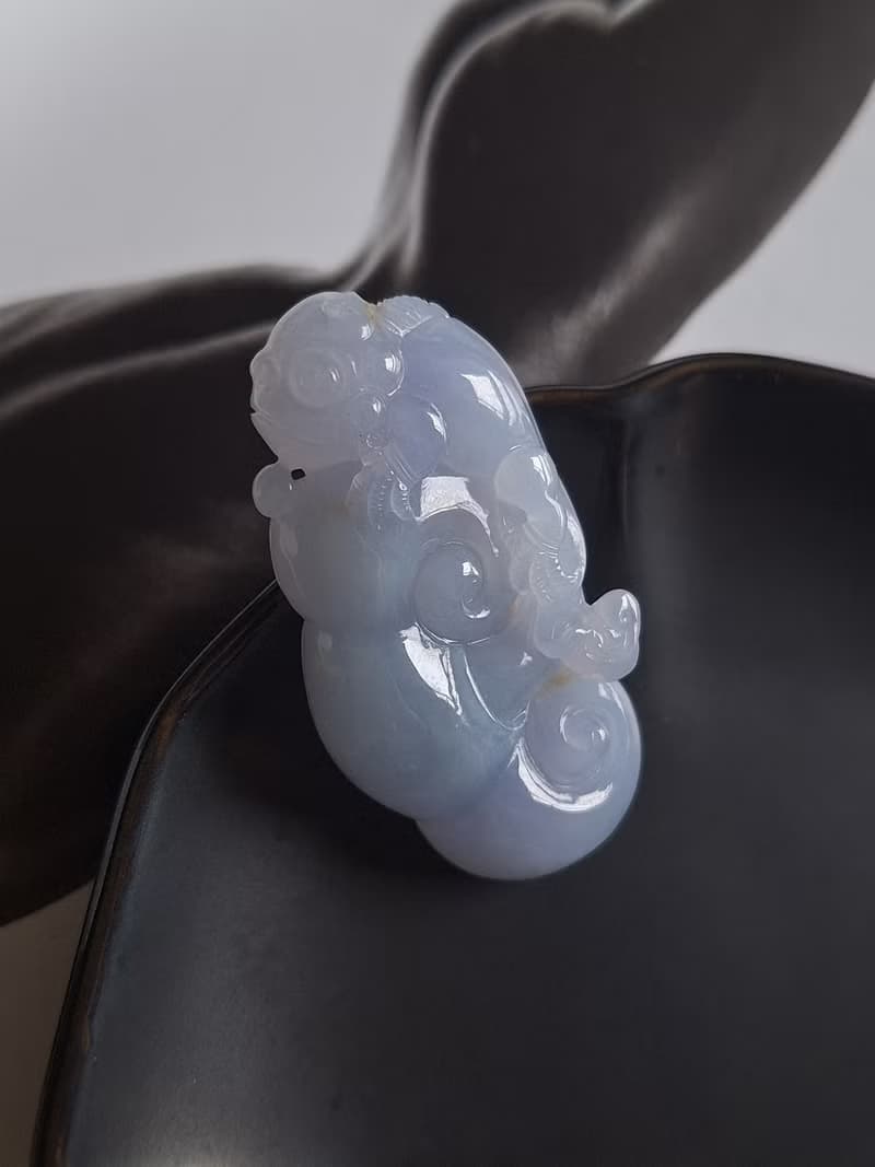 天然緬甸紫翡翠吊墜 | 蜥蜴如意 | A貨翡翠玉器