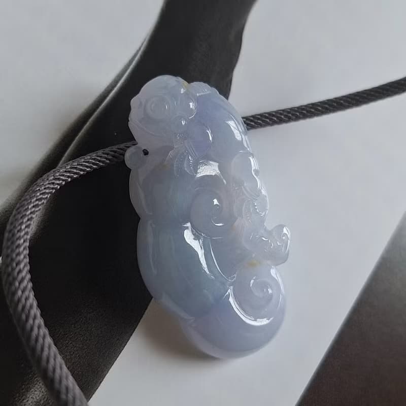 天然緬甸紫翡翠吊墜 | 蜥蜴如意 | A貨翡翠玉器
