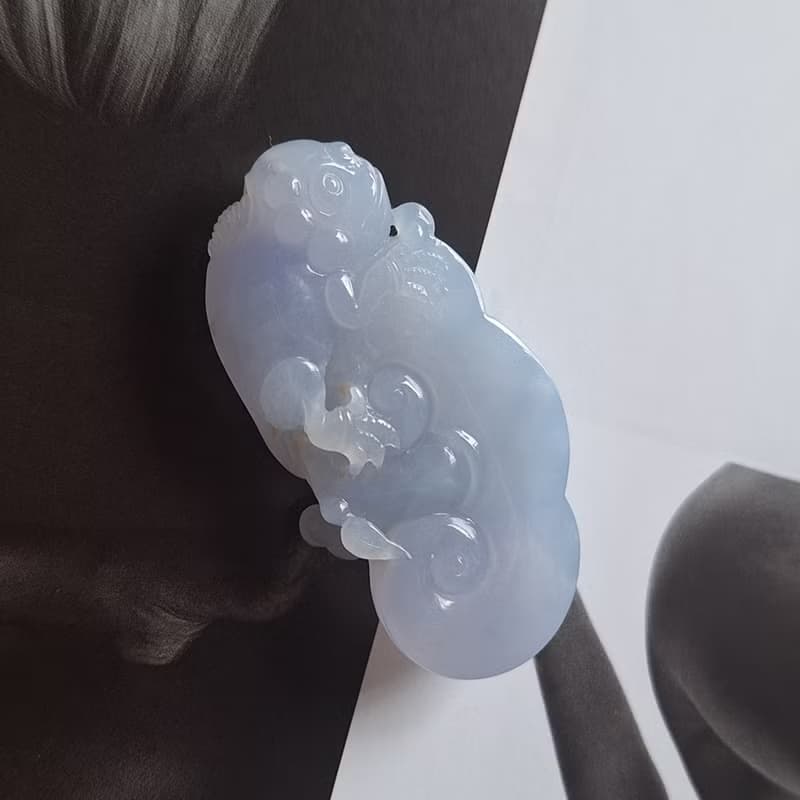 天然緬甸紫翡翠吊墜 | 蜥蜴如意 | A貨翡翠玉器