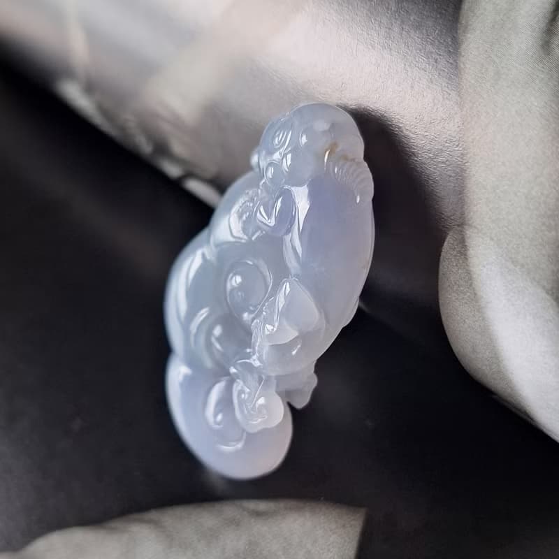 天然緬甸紫翡翠吊墜 | 蜥蜴如意 | A貨翡翠玉器
