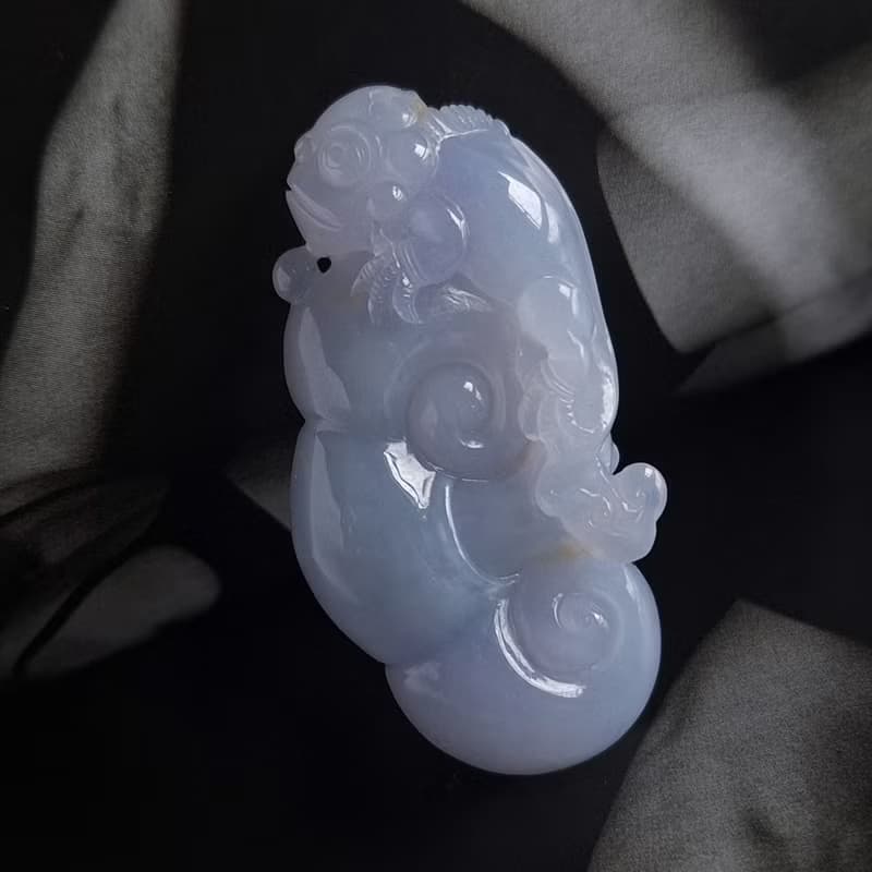 天然緬甸紫翡翠吊墜 | 蜥蜴如意 | A貨翡翠玉器