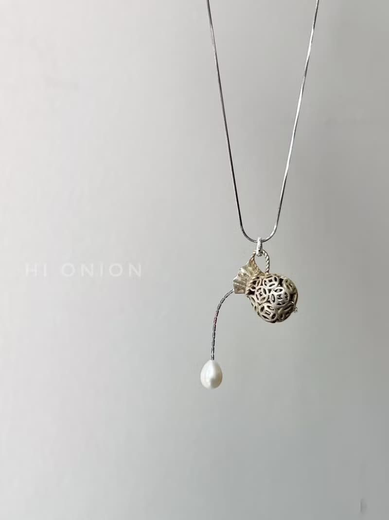 Hi Onion原創小眾珍珠流蘇S925銀項鏈個性高級感新中式