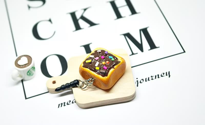 <巧克力厚片吐司>－耳機塞//防塵塞系列  #可愛# #仿真食物#