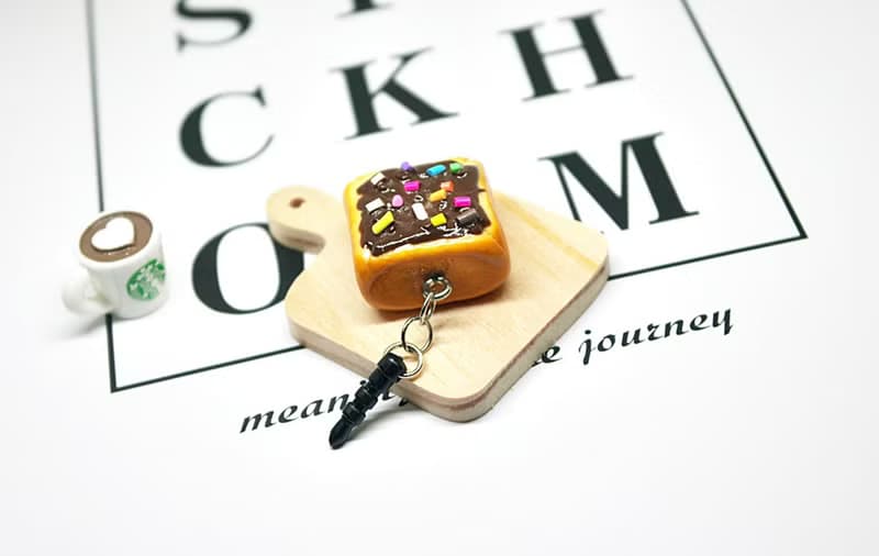 <巧克力厚片吐司>－耳機塞//防塵塞系列  #可愛# #仿真食物#