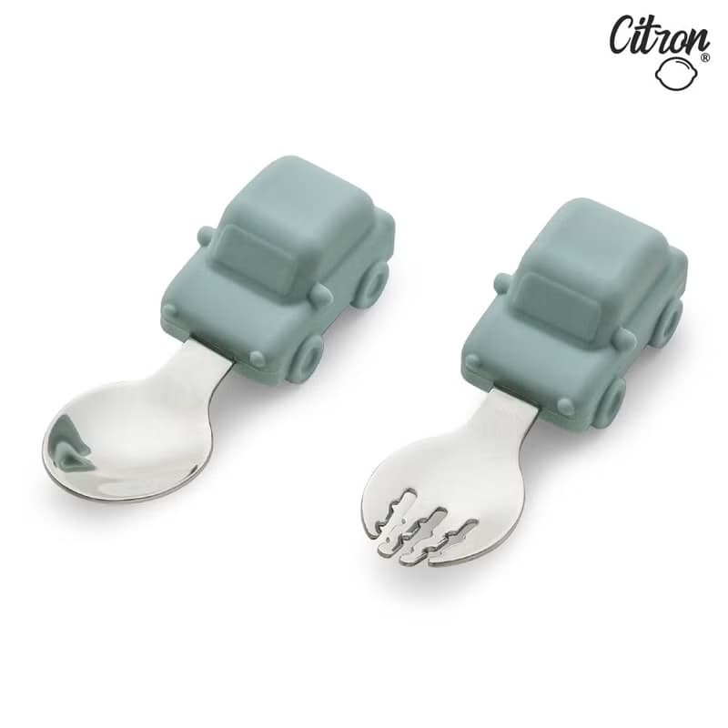 快速出貨【Citron】幼兒餐具兩件組_湖水綠