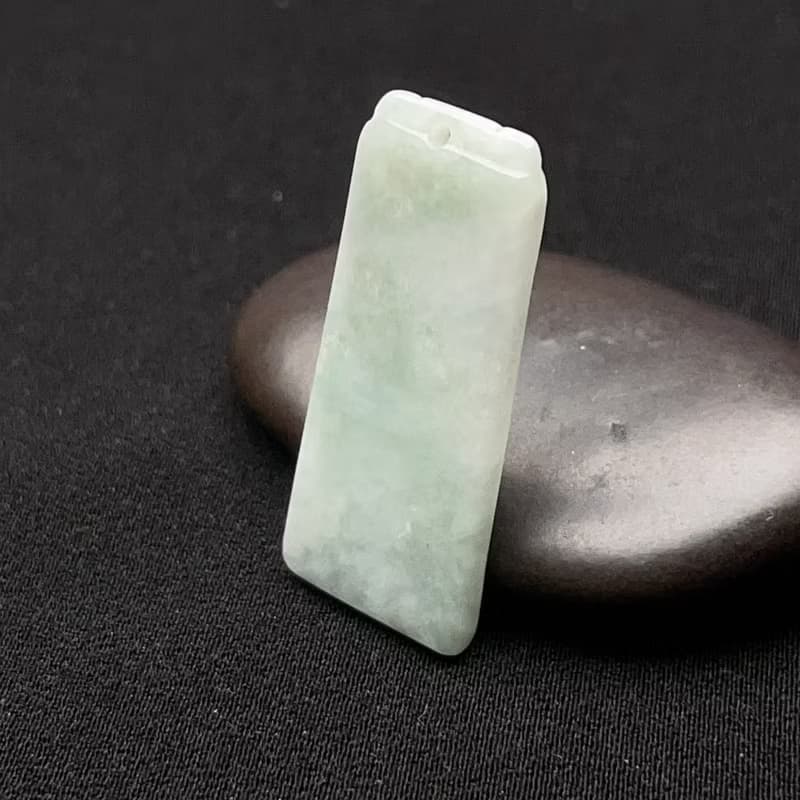 冰糯種翡翠無事牌吊飾 | 天然緬甸玉翡翠A貨