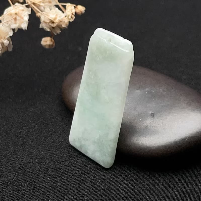 冰糯種翡翠無事牌吊飾 | 天然緬甸玉翡翠A貨
