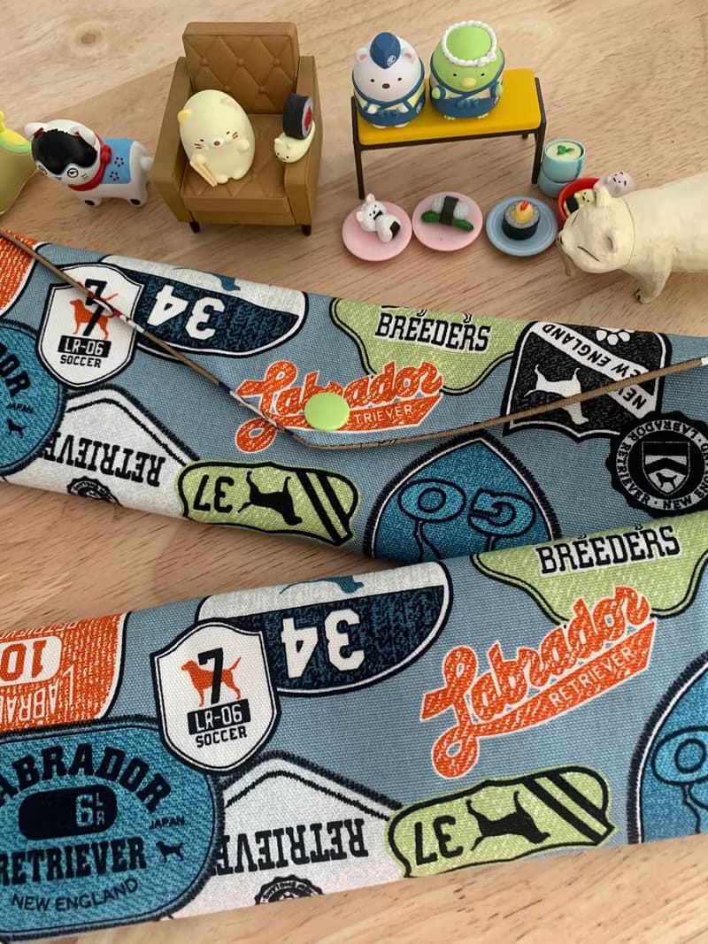 文青風環保純棉筷袋 美式商標 質感牛仔藍   日本 潮物 收納 手作