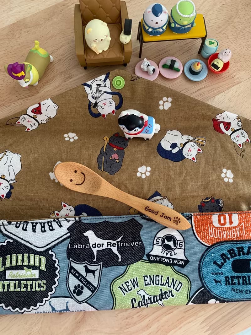 文青風環保純棉筷袋 美式商標 質感牛仔藍   日本 潮物 收納 手作