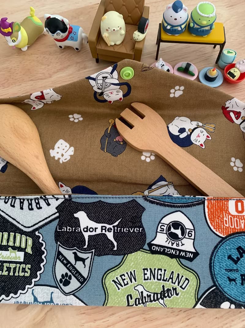 文青風環保純棉筷袋 美式商標 質感牛仔藍   日本 潮物 收納 手作