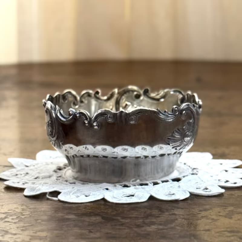 50554-典雅法國洛可可風格鍍銀碗