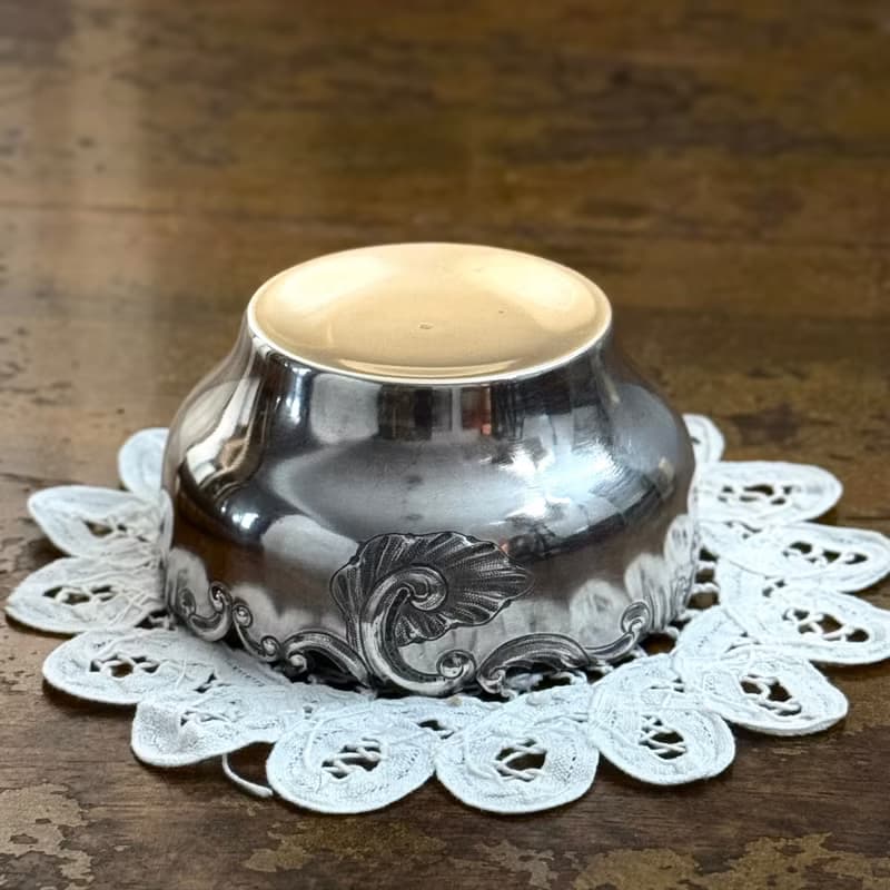 50554-典雅法國洛可可風格鍍銀碗