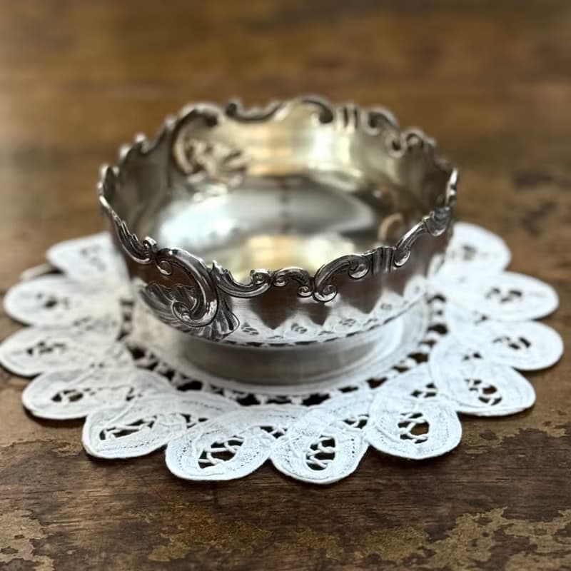 50554-典雅法國洛可可風格鍍銀碗