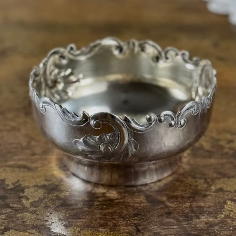 50554-典雅法國洛可可風格鍍銀碗