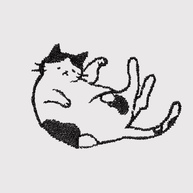 【加購刺繡】招き猫ですか/懶洋洋招財貓 | 公版電繡圖案