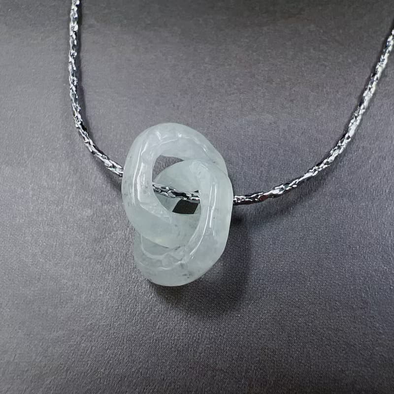 【永恆同心】冰種翡翠環環相扣項鍊 | 天然緬甸玉A貨翡翠 | 送禮
