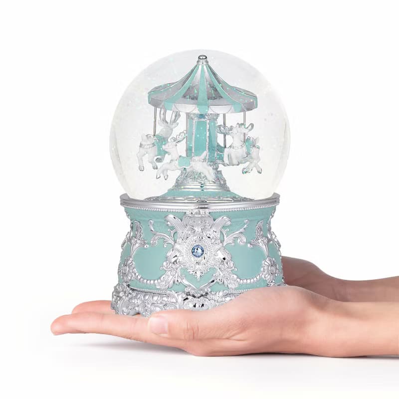 蒂芬妮藍 聖誕旋轉麋鹿 水晶球音樂盒 生日聖誕交換禮物
