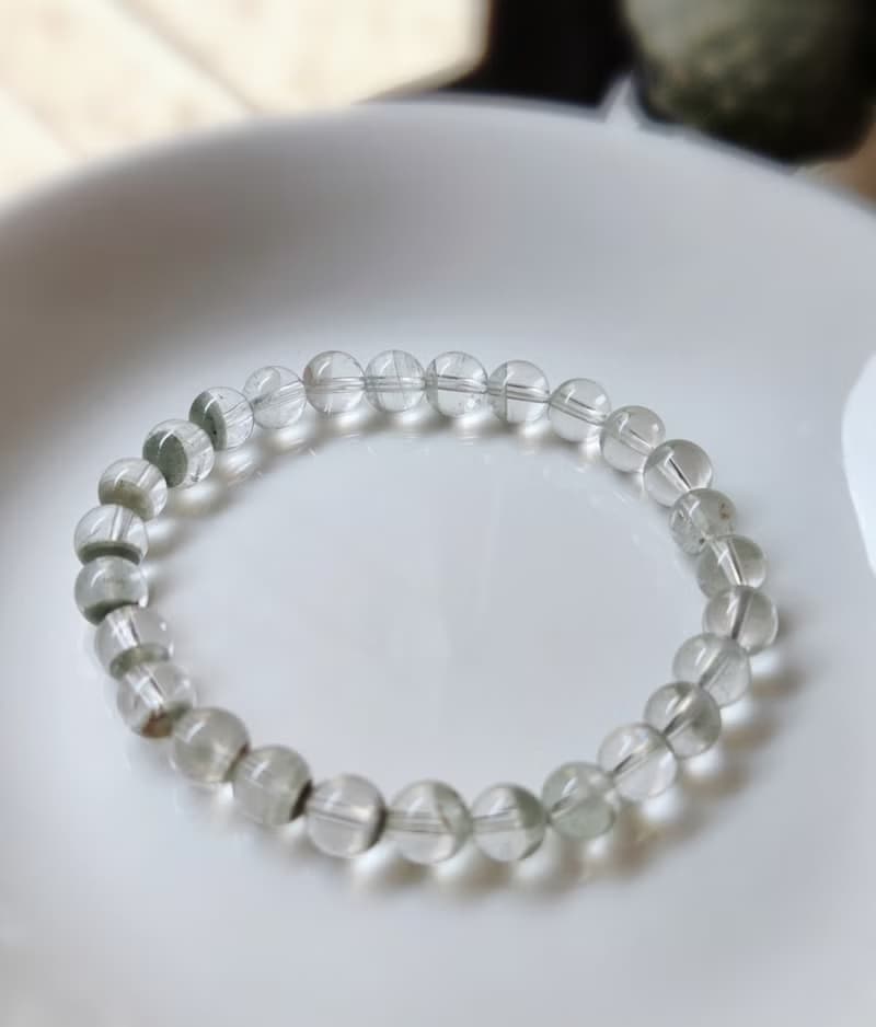 淨透綠幽靈 漸層排列 水晶手鍊