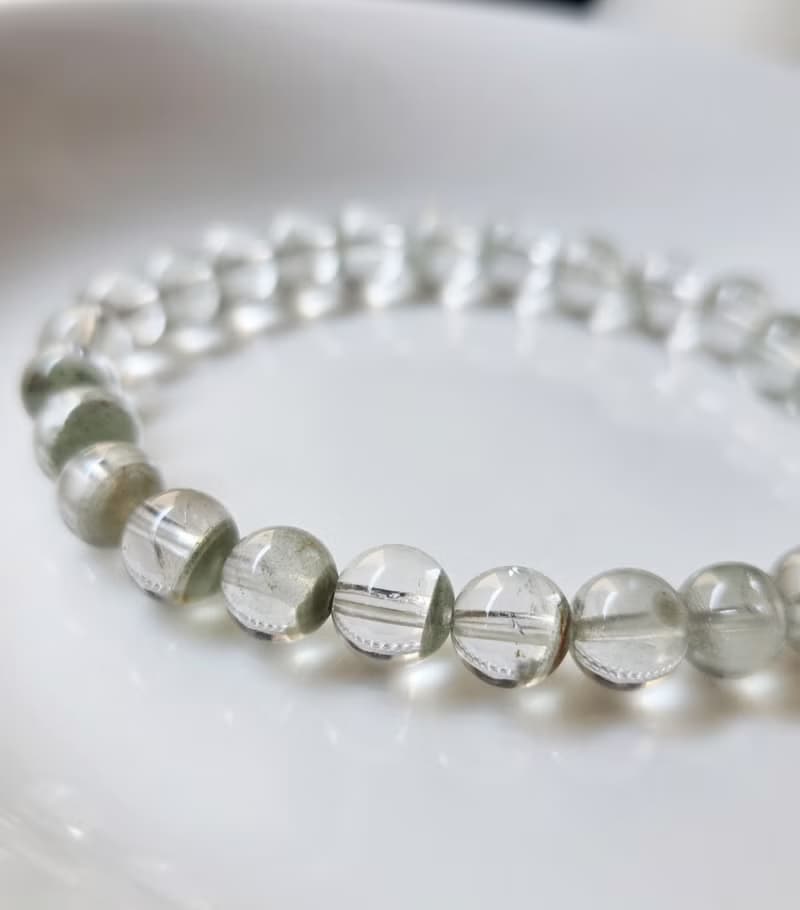 淨透綠幽靈 漸層排列 水晶手鍊