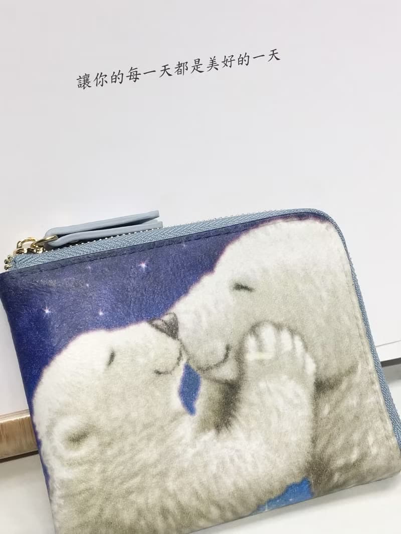 【L型短夾】熊 L型拉鍊短夾 輕薄 零錢包 皮包 錢包