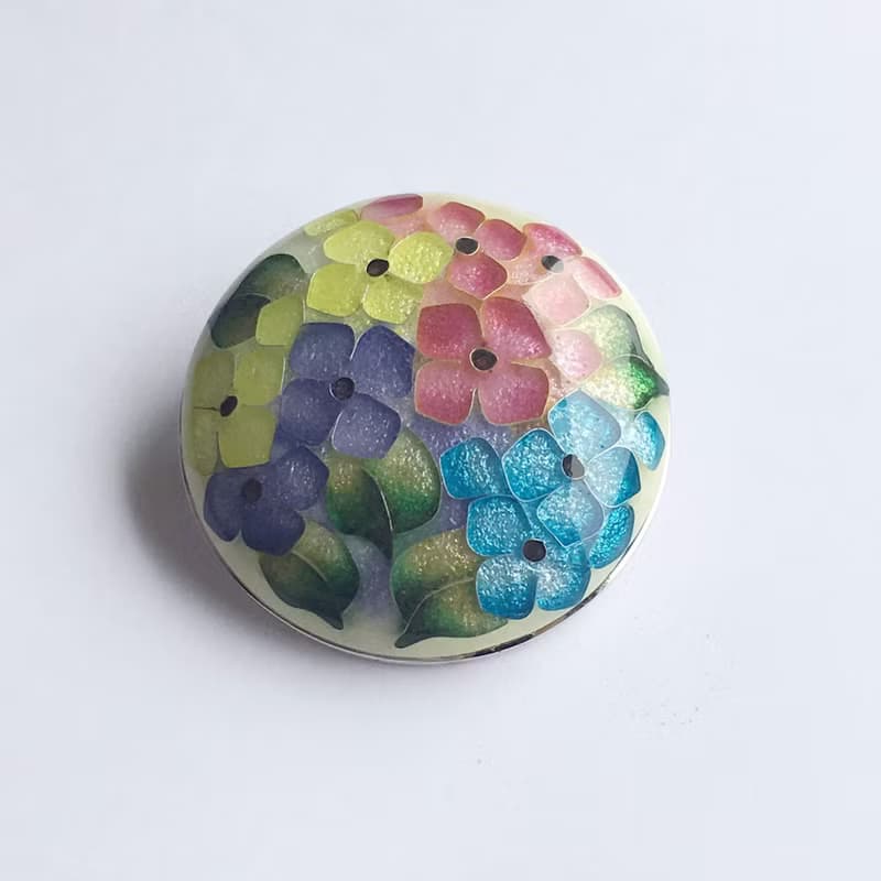 ブーケ 透 七宝焼のブローチ 純銀張有線七宝