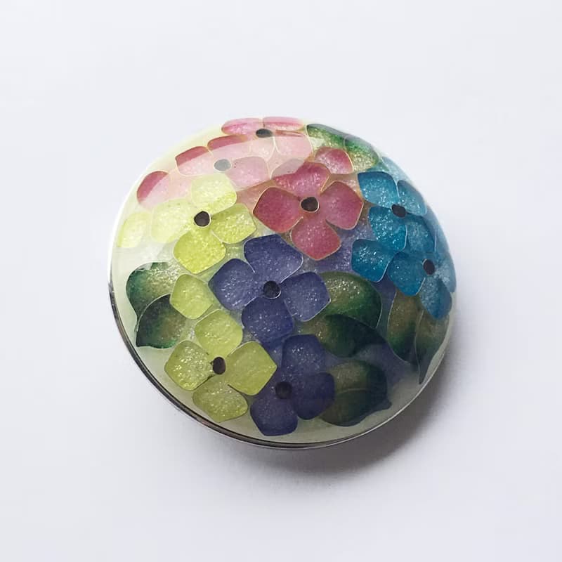 ブーケ 透 七宝焼のブローチ 純銀張有線七宝