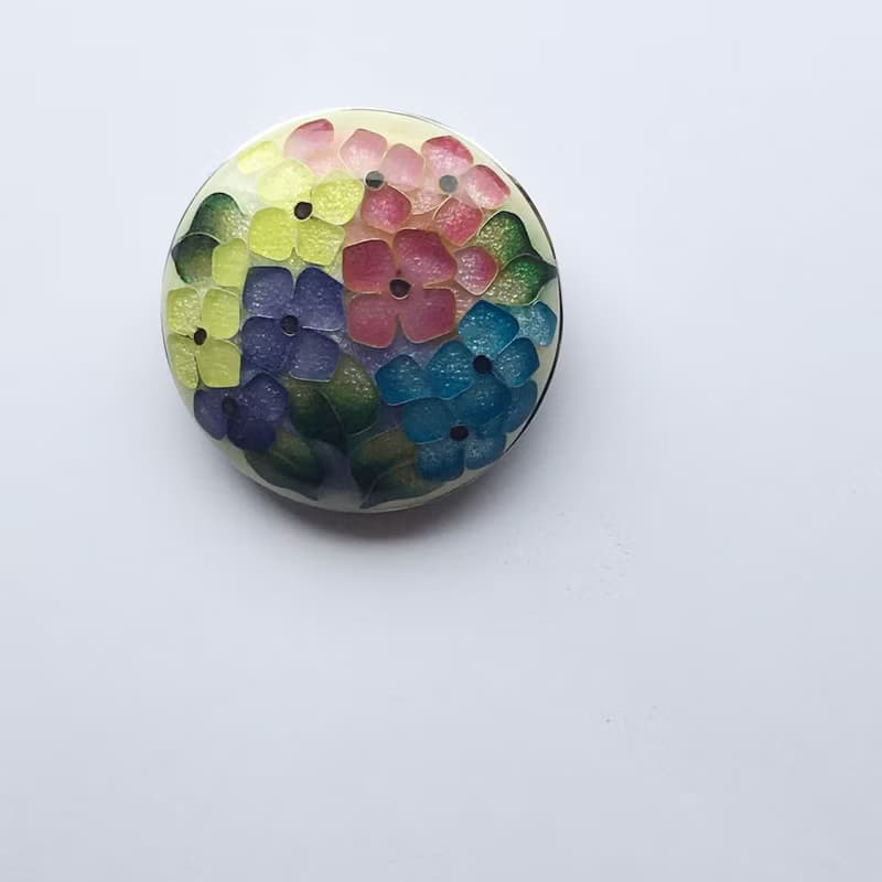 ブーケ 透 七宝焼のブローチ 純銀張有線七宝