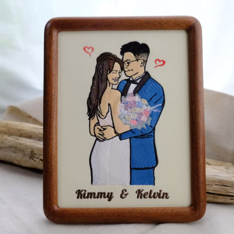 【似顏繪刺繡相框8吋】-禮物