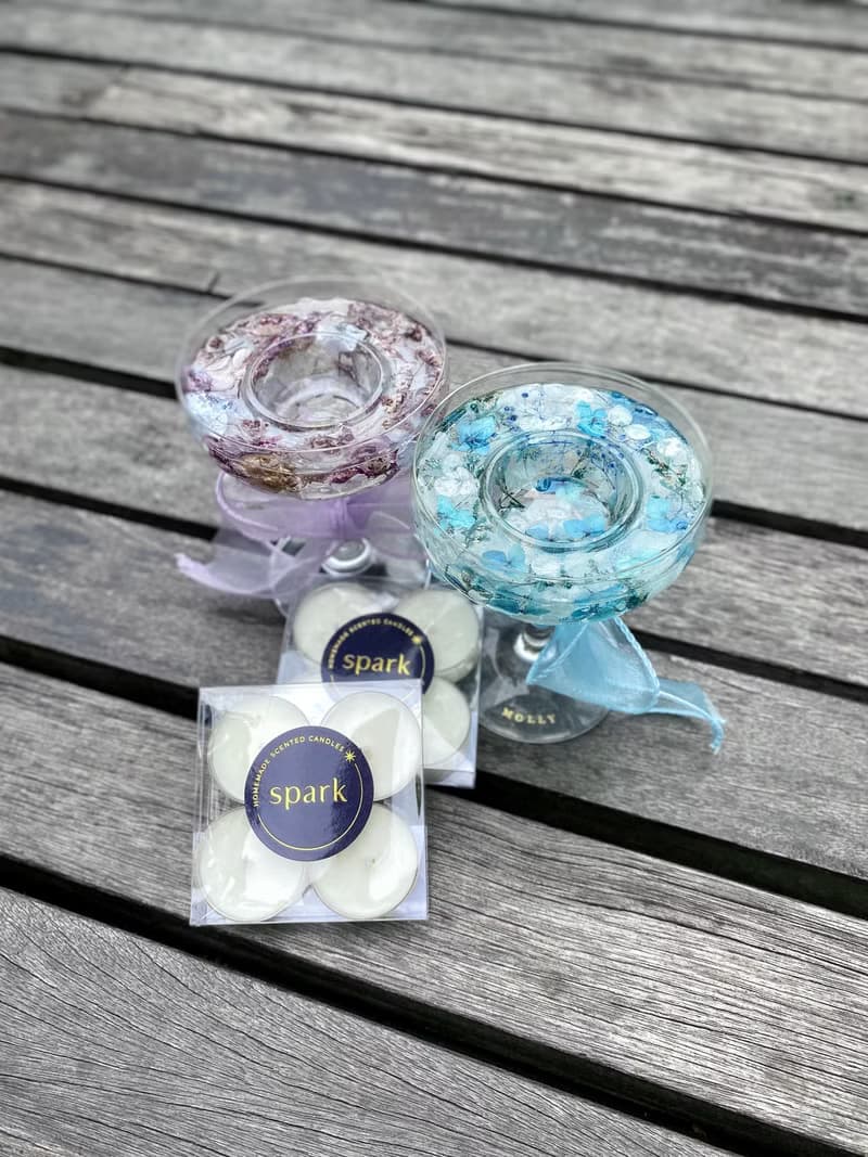 乾燥花蠟燭台 + 4 粒茶蠟 | 手工香氛燭台