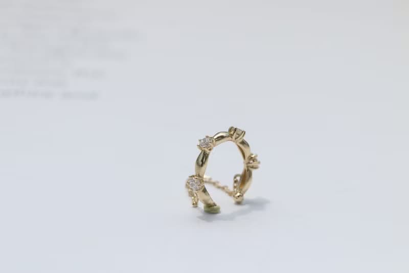 14K 花圈鑽垂鍊耳夾耳環
