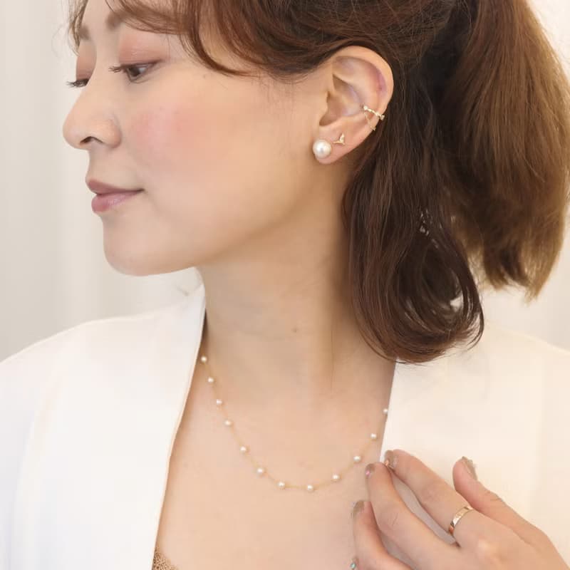 14K 花圈鑽垂鍊耳夾耳環
