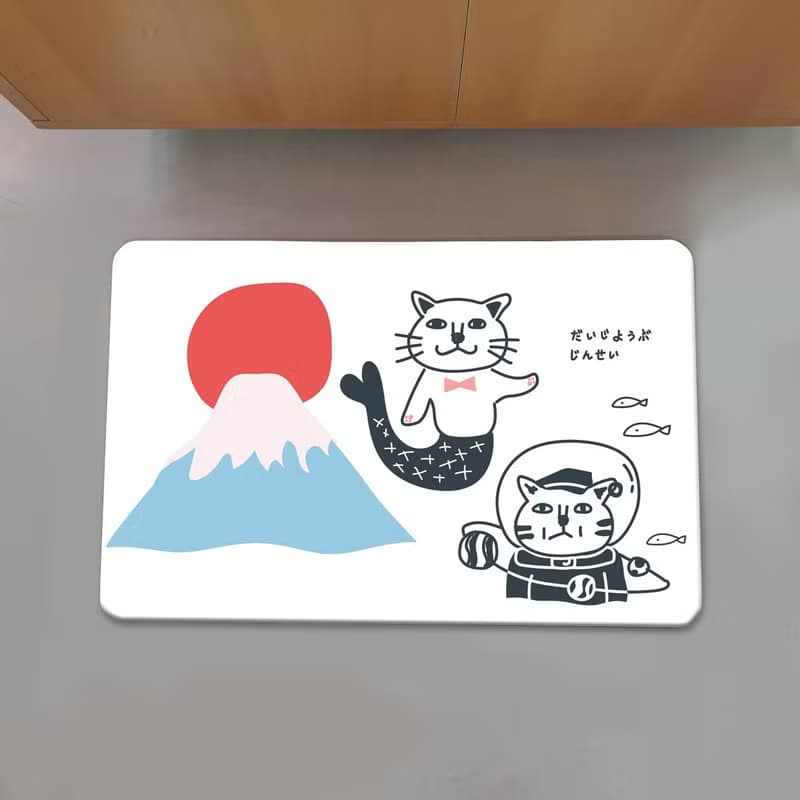 加厚仿羊地毯 富士山 貓