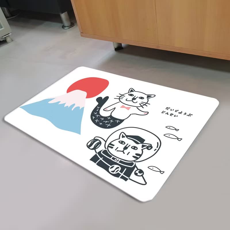 加厚仿羊地毯 富士山 貓