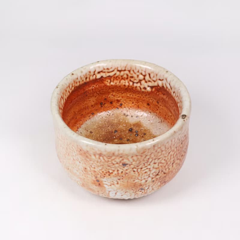 明芽窯 l 經典柴燒縮志野茶碗 陶器 陶藝品 茶具 H6