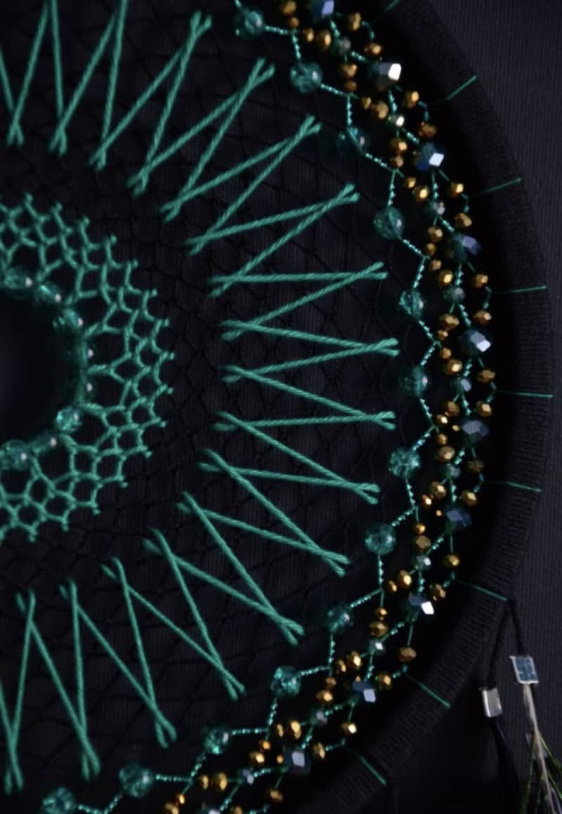 Large emerald green dream catcher. Peacock art wall decor ของขวัญนกยูง