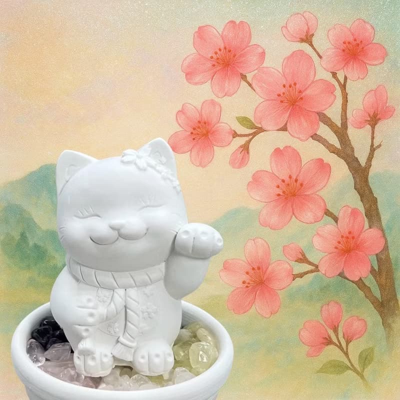 花耳招財貓 五行水晶擴香小盤套組  禪風療癒設計 贈5ML精油香氛