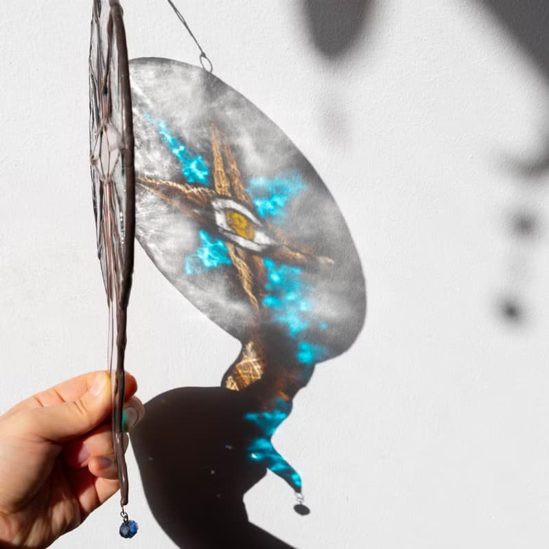 Blue and white comet, Stained glass ornament, Celestial home decor, Star Art