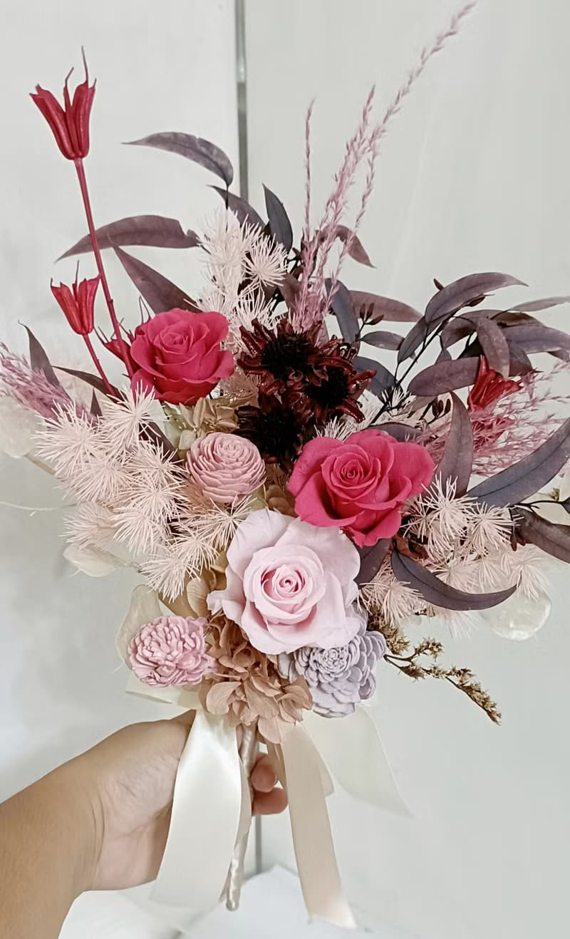 奶茶莫蘭迪粉玫瑰永生花束 求婚告白捧花外拍週年教師節生日禮物