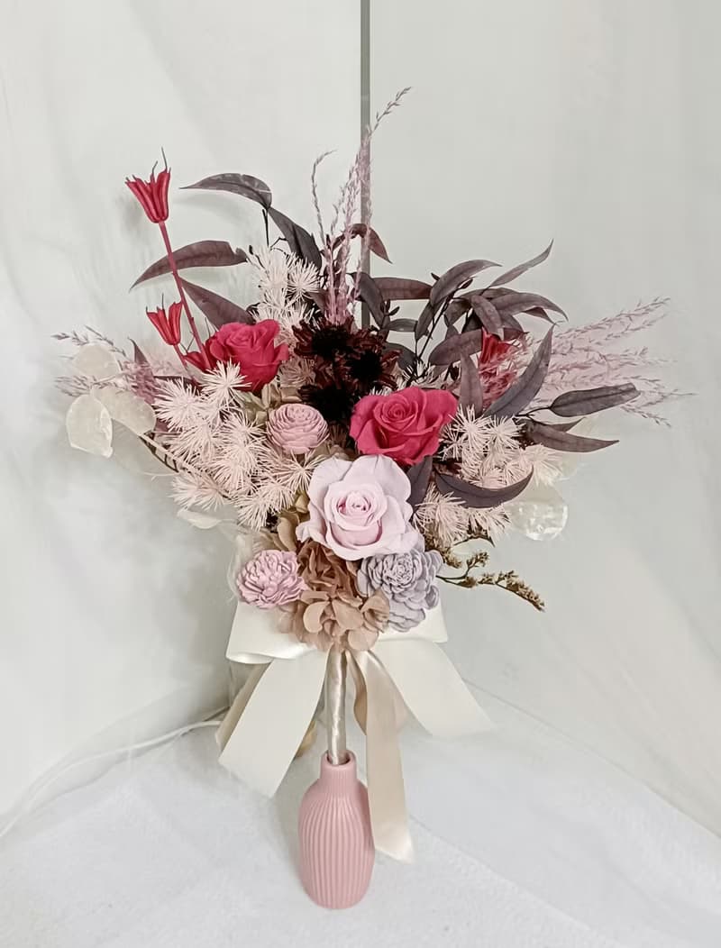 奶茶莫蘭迪粉玫瑰永生花束 求婚告白捧花外拍週年教師節生日禮物