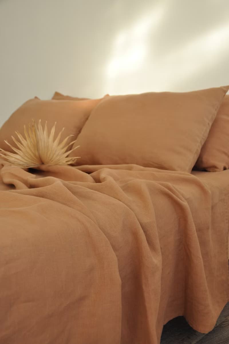 Clay linen flat sheet / Linen bedsheet / Softened stonewashed linen sheet
