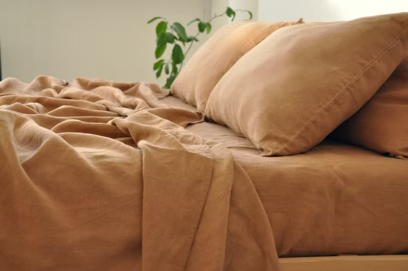 Clay linen flat sheet / Linen bedsheet / Softened stonewashed linen sheet