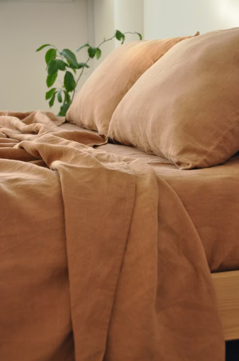 Clay linen flat sheet / Linen bedsheet / Softened stonewashed linen sheet