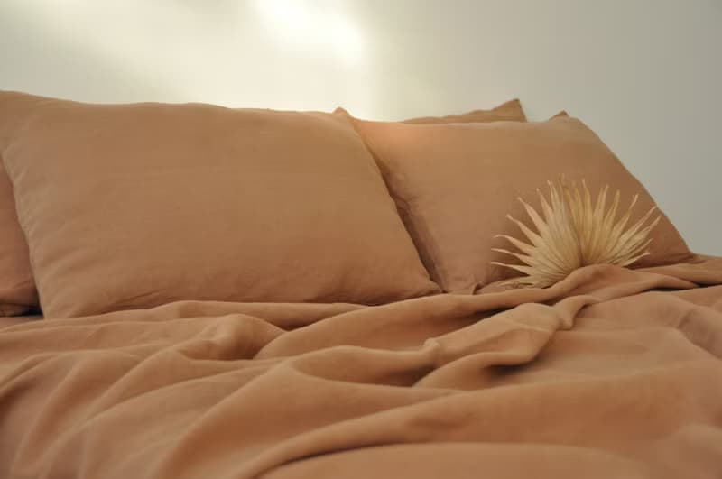 Clay linen flat sheet / Linen bedsheet / Softened stonewashed linen sheet