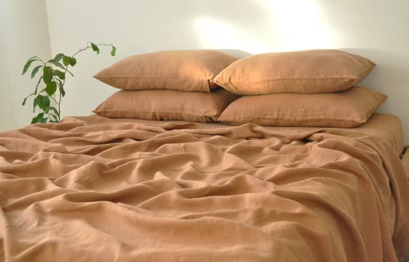 Clay linen flat sheet / Linen bedsheet / Softened stonewashed linen sheet