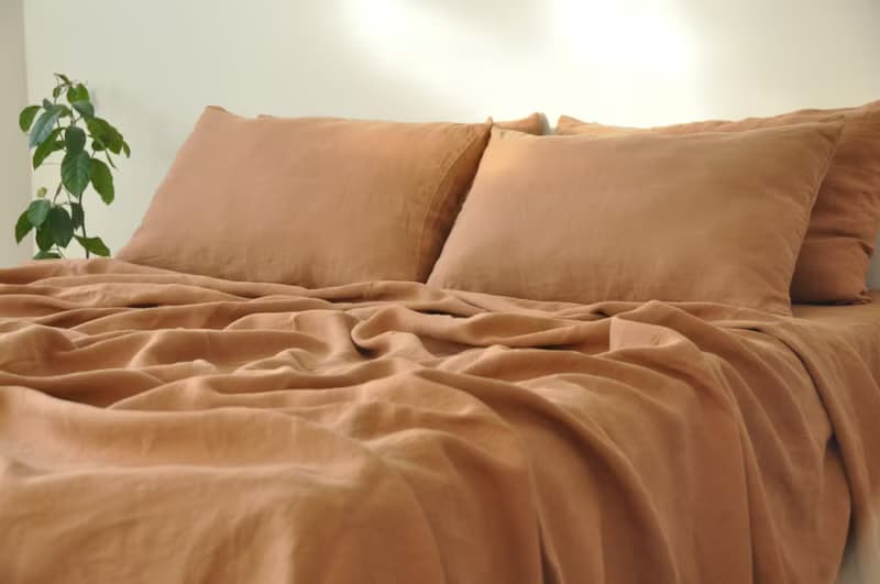 Clay linen flat sheet / Linen bedsheet / Softened stonewashed linen sheet