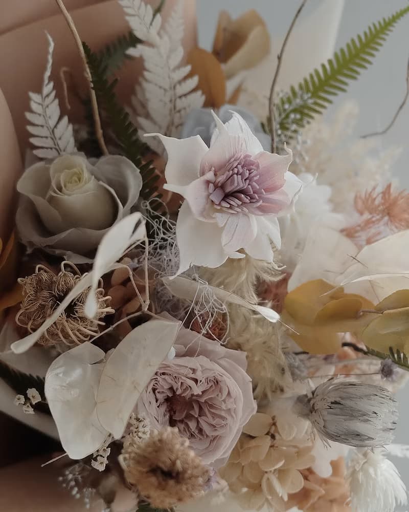 xuli.96 復古橘粉 永生花花束 情人節花束